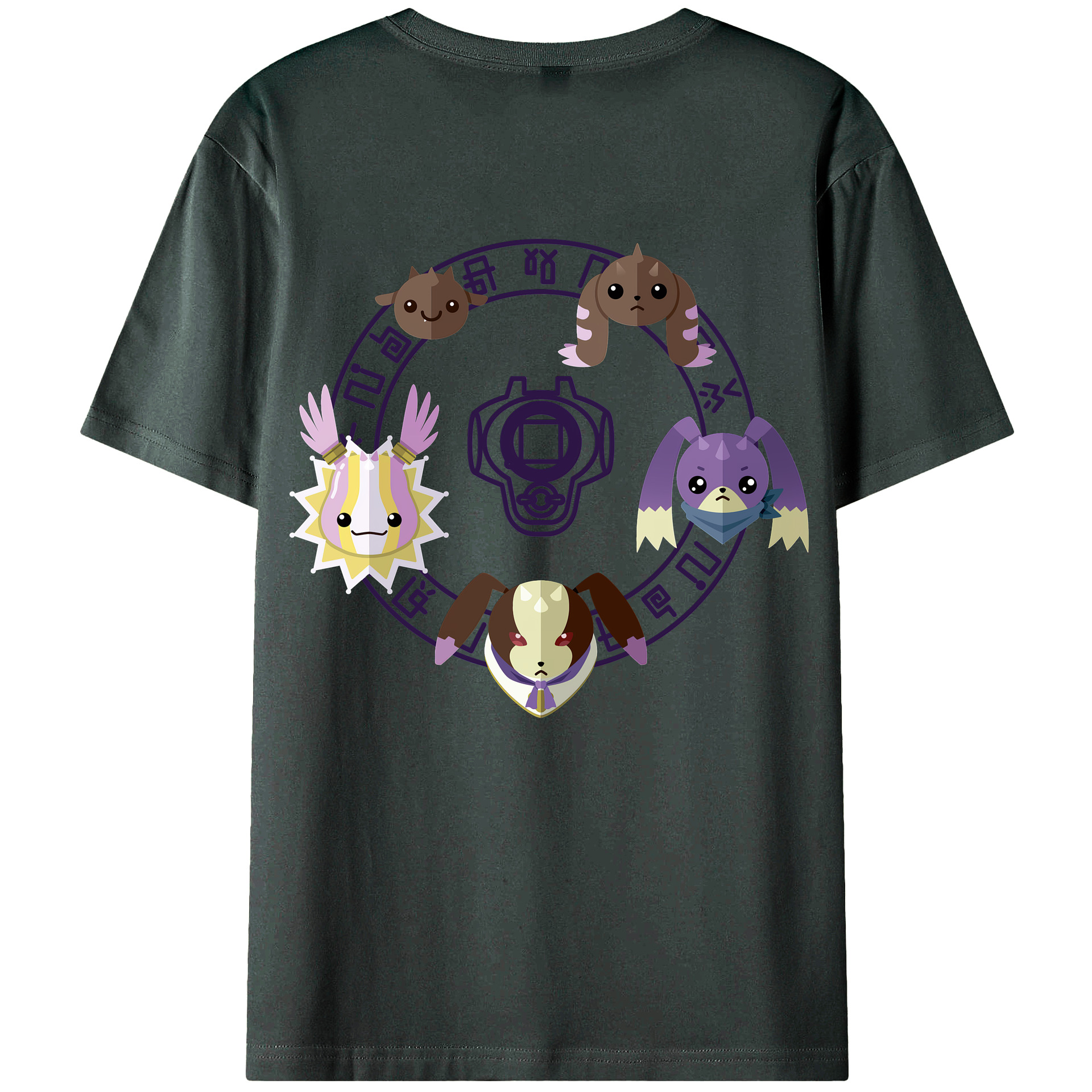 （画像用） Digimon デジタルモンスター/デジモン 綿100％ メンズ半袖Tシャツ（バックプリント） 通気性